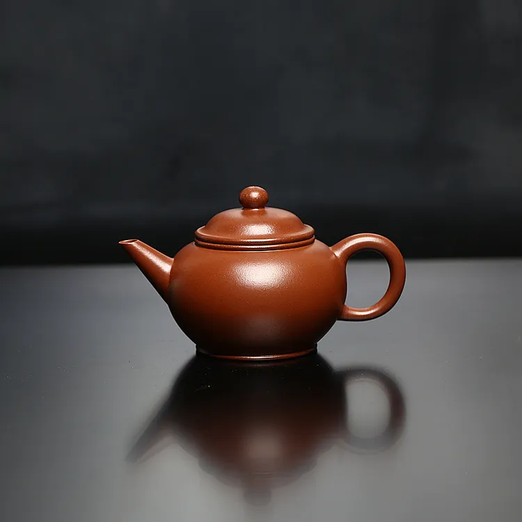 150CC大红泥夏俊健全手工水平壶内推孔精品紫砂茶器岩茶红茶普洱