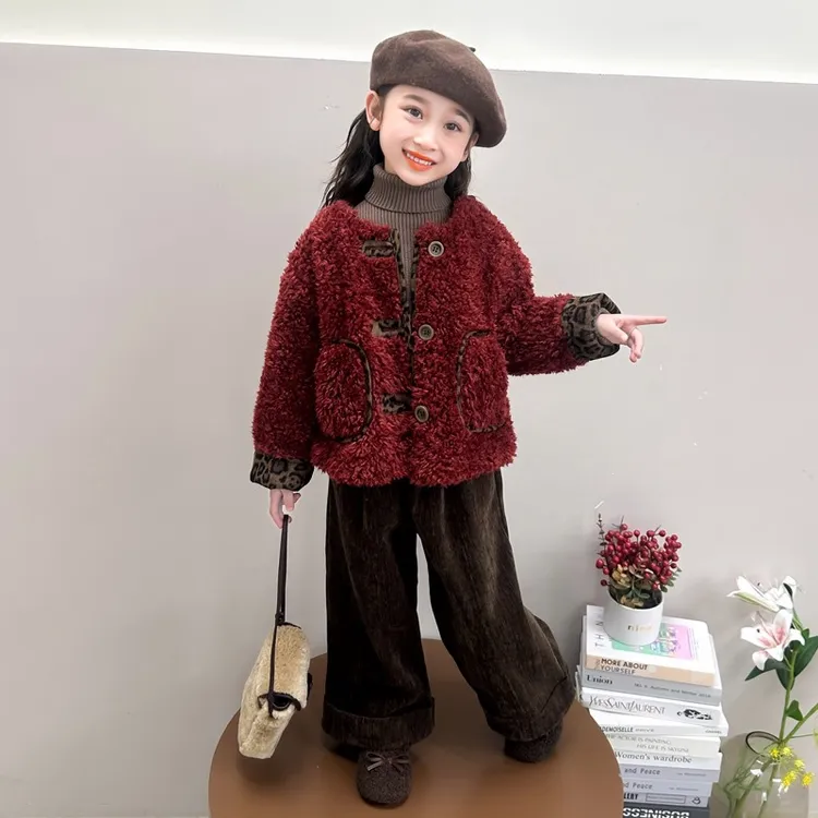 巴拉开门【商场同款】儿童新款洋气秋冬款2026夹棉加厚保暖长袖皮