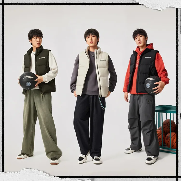 R李宁官方火锅羽绒马甲反伍BADFIVE男子鸭绒羽绒运动马甲AMRV151