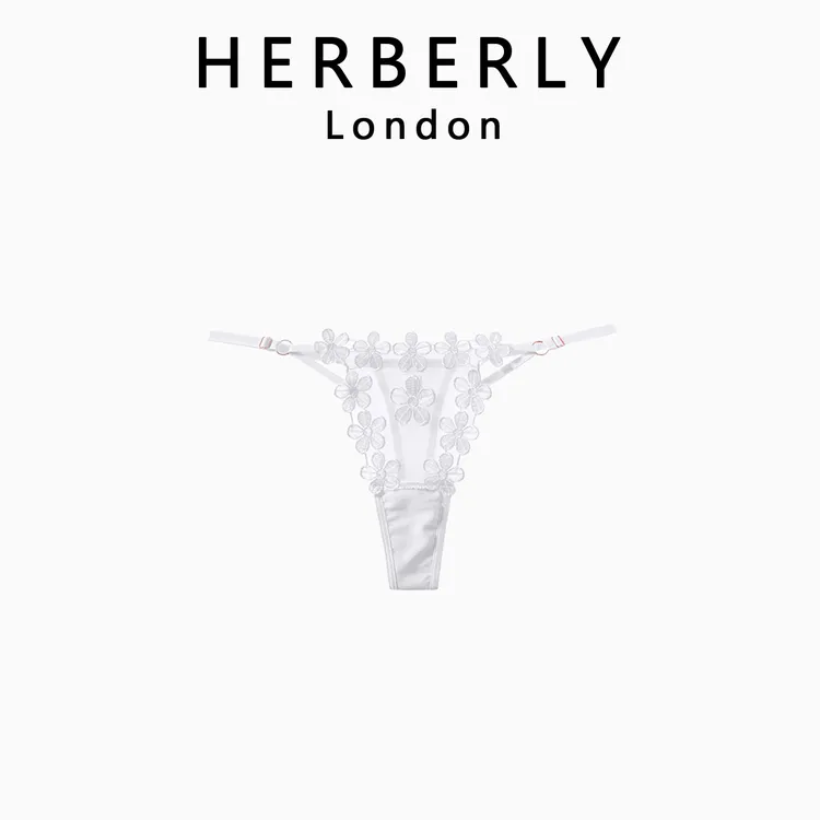 英国 HERBERLY 性感甜美花绣公主网纱内裤透气纯欲透气低腰三角裤