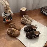 奇诺鼠女童公主鞋春秋新款儿童豆豆单鞋小皮鞋波点软底学步鞋1530