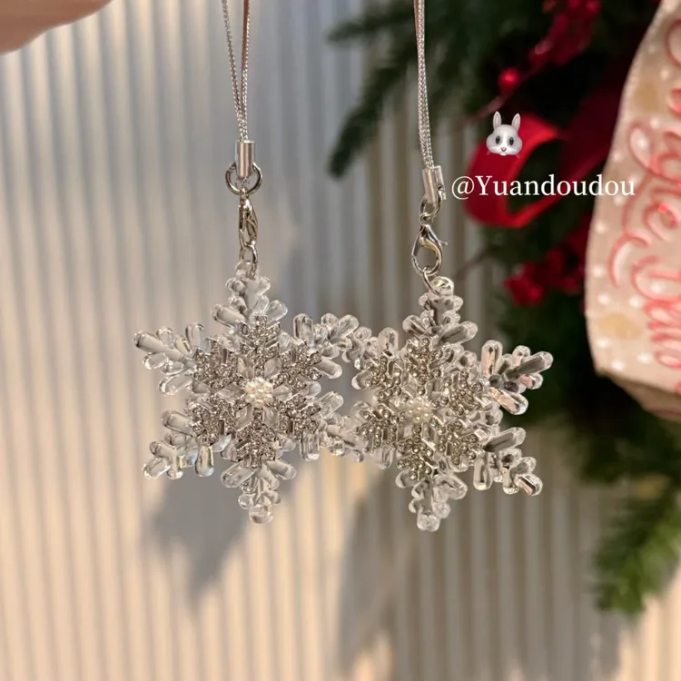初雪冰透手机链挂件串珠雪花挂件手机链少女心可爱甜美浪漫冬季