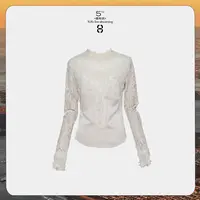 9月23日10:00新品 FORNI 肌肤之花 法式拼接缎面蕾丝轻薄打底衫