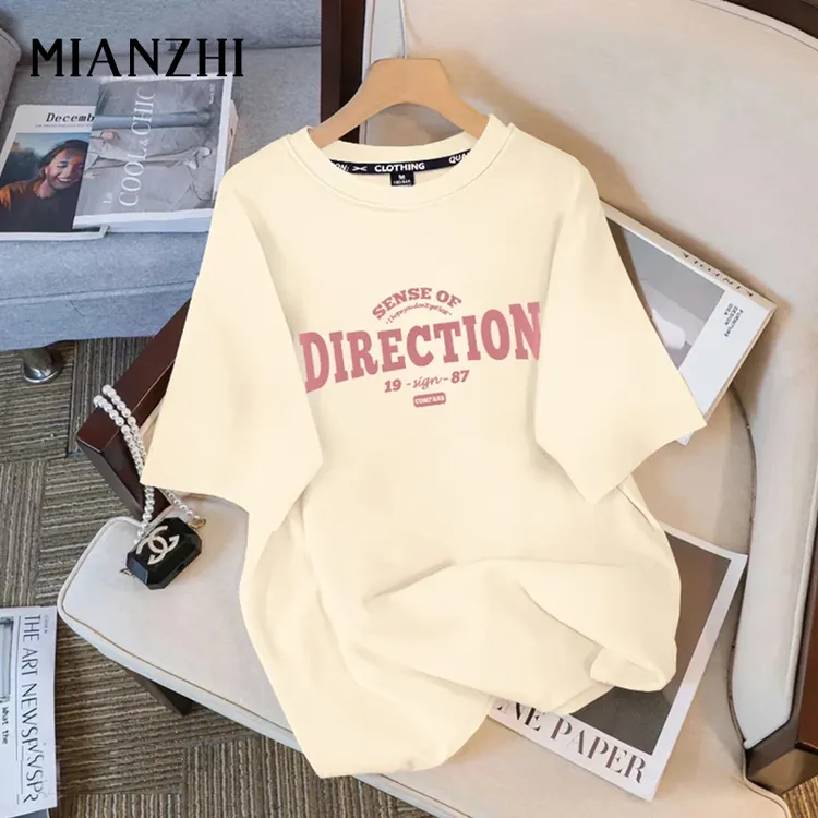 棉致2025夏季新款短袖t恤女生潮牌潮流纯棉宽松休闲青少年半袖女