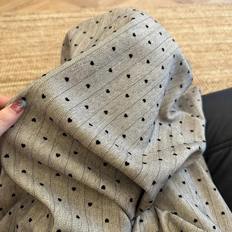 设计感爱心印花长裤子女春装高腰显瘦宽松阔腿裤小个子休闲山本裤