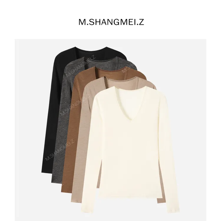 M.SHANGMEI.Z/沐熙【纤暖恋歌】美大哥舒适v领打底羊毛衫X113344