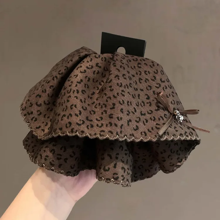 韩国ins高端复古豹纹马尾抓夹甜酷风气质盘发夹蝴蝶结水钻鲨鱼夹