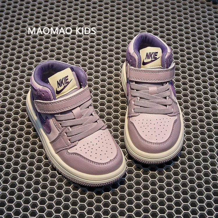 二棉鞋AJ童鞋紫色板鞋女童2025秋冬季儿童运动鞋小女孩加绒休闲鞋