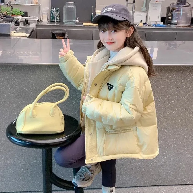女童加厚冬装棉服外套女孩秋冬新款韩版假两件棉衣中大童保暖棉袄