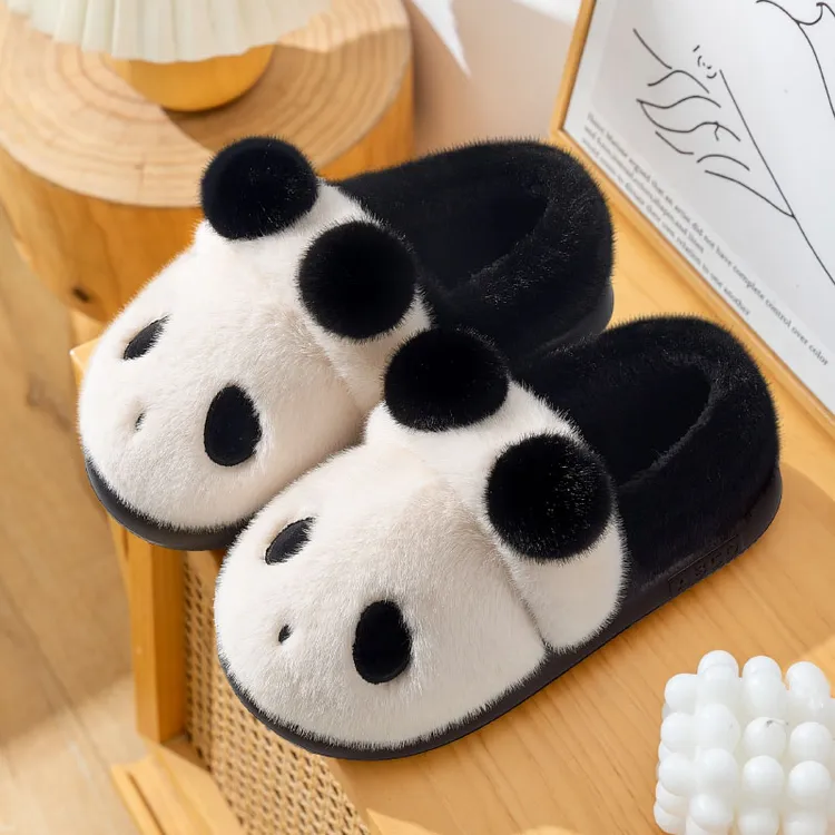 棉拖鞋包跟女冬季新款可爱毛毛情侣防滑保暖熊猫宿舍居家棉鞋男冬