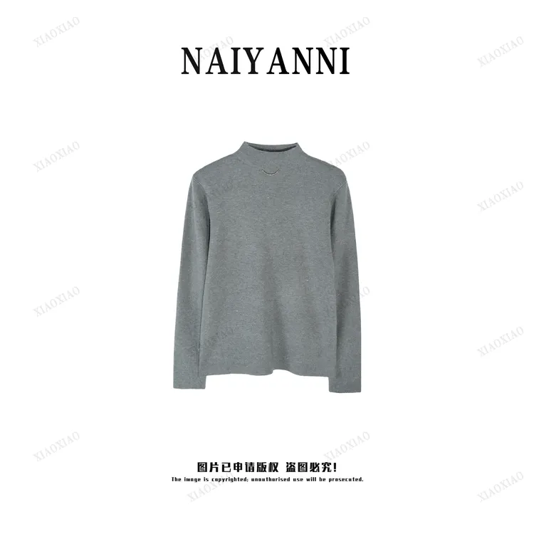 笑脸标细闪半高领修身显瘦针织打底衫内搭上衣SLYLY169