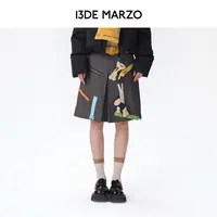 13DE MARZO女士 裁缝小熊多色拉链装饰时尚休闲复古半裙专柜同款