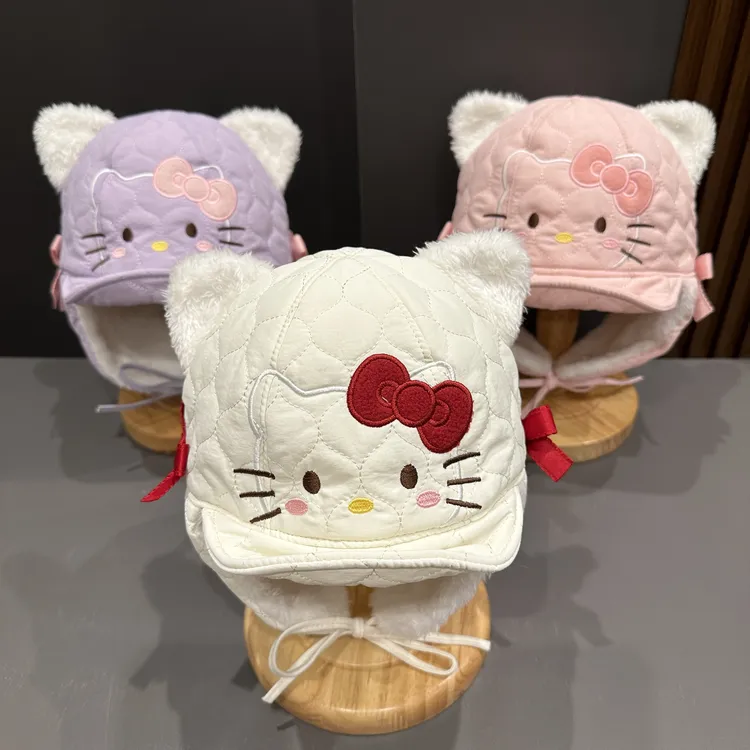 【hellokitty】儿童冬季可爱超萌毛绒护耳帽女宝宝保暖防风雷锋冷帽