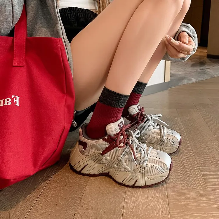 【澳门专柜正品】巴黎厚底增高老爹鞋女2025春秋季新款真皮透气百搭