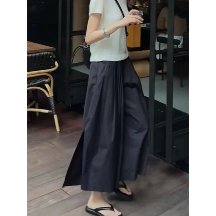 一眼喜欢上了！中国风时尚休闲裤女小众压褶松紧腰宽松百搭裤裙子