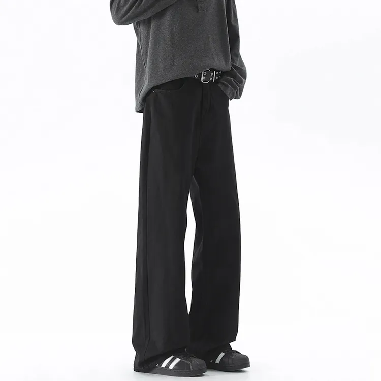 R·super黑色直筒裤子男款春季美式高街潮流直筒宽松日系休闲长裤