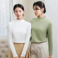 崔万志秋冬暖绒女士打底衫半高领长袖纯色柔软磨毛百搭T恤衫PY08