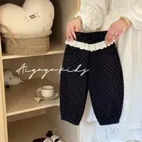 女童黑色波点一体绒冬款卫裤休闲裤（AYY-W805-冬A）汉服