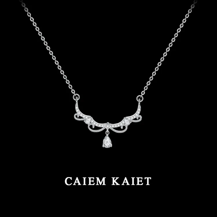 CAIEM KAIET 链子925银 在逃公主蕾丝项链女高级感水滴闪锆锁骨链