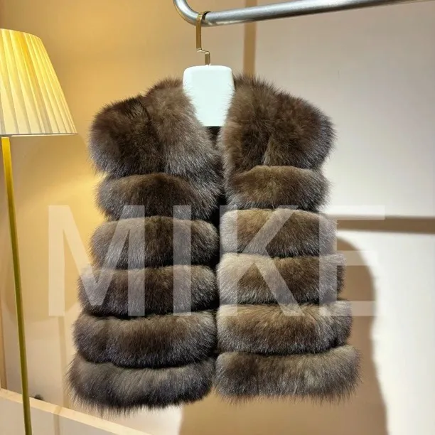 【告白气球】新款狐狸毛马甲进口真狐狸毛秋冬新款60厘米横排