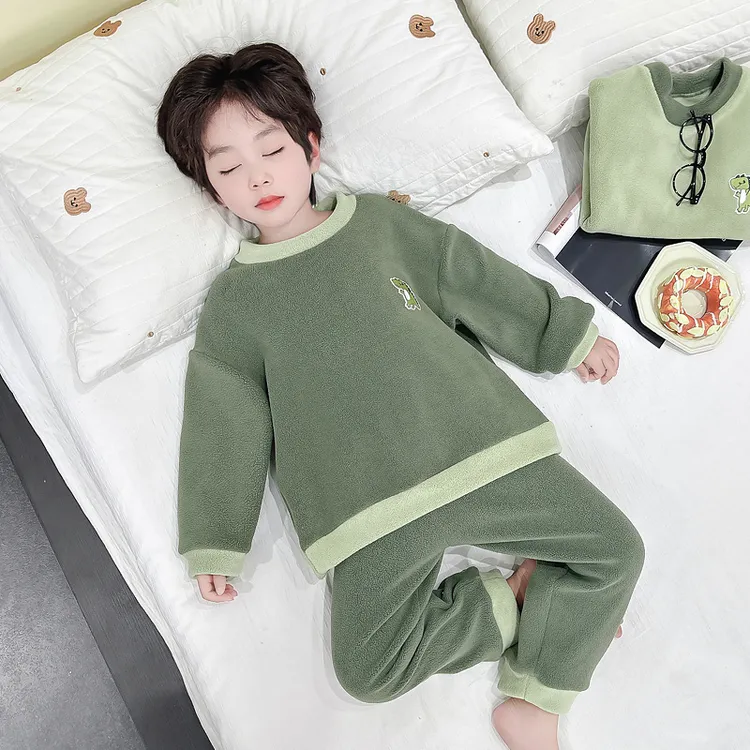 3洋气男童睡衣套装秋冬季奥粒绒保暖恐龙1-6岁小孩儿童家居服分体