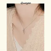 合金项链 Quoyee 韩系简约蝴蝶结吊坠项链少女感XLX01J7