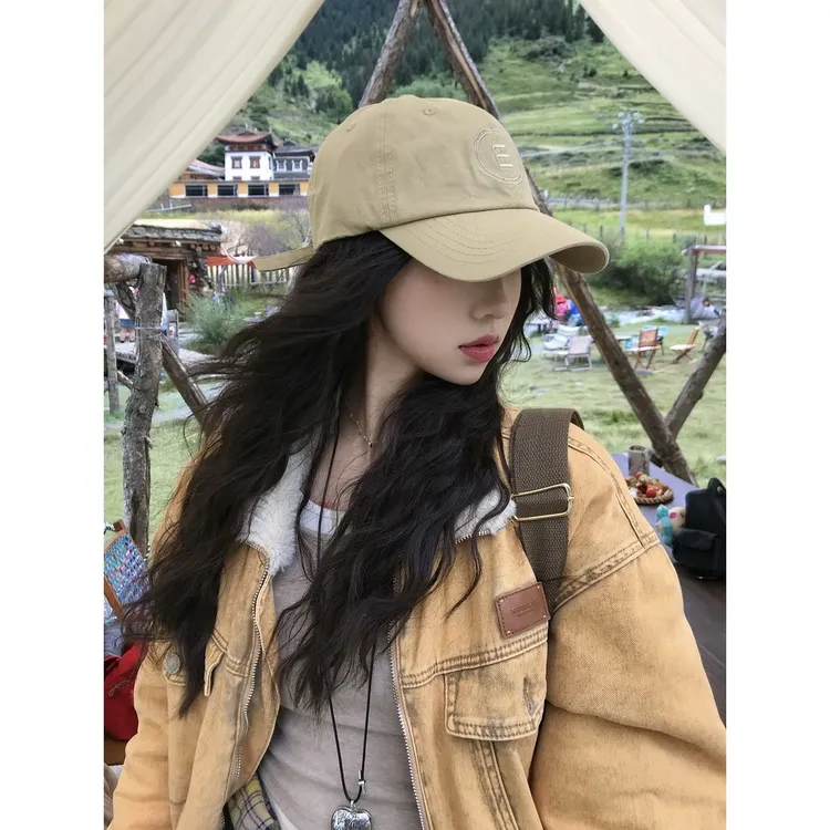 小众韩系显脸小字母刺绣棒球帽女百搭软顶宽檐鸭舌帽