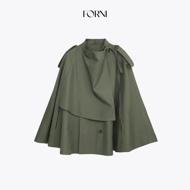 FORNI 女巫斗篷风衣 高密100匹马棉斗篷短风衣