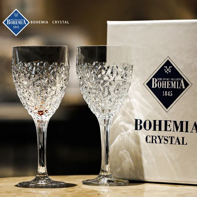 捷克BOHEMIA高档水晶玻璃高脚葡萄红酒杯家用香槟杯礼盒套组