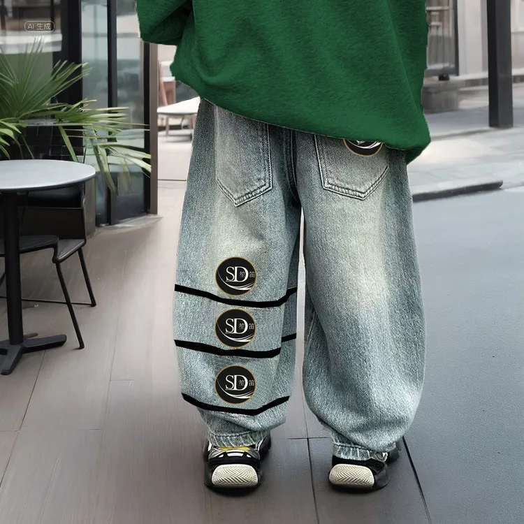 笙笛儿童牛仔裤春夏长裤春季男童韩版秋季童裤直筒牛仔裤裤子宽松