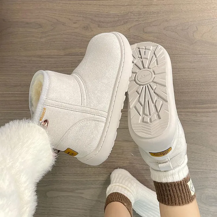 回力毛绒雪地靴女冬季2025冬季新款百搭厚底加绒保暖短靴防滑棉鞋