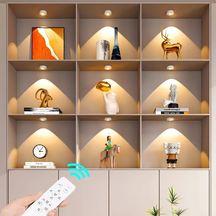 遥控led充电射灯免插电小山丘灯磁吸自粘感应无线酒柜展示柜灯带
