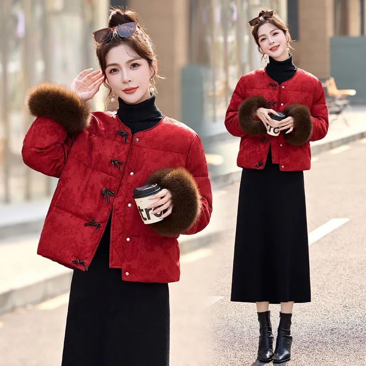 保暖时尚新中式白鸭绒羽绒服外套2025秋冬新款时尚加厚气质复古女