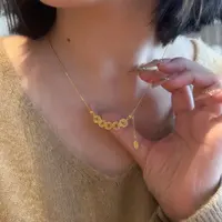 铜合金项链 新中式碎碎冰五帝钱项链女轻奢小众锁骨颈链2025新款