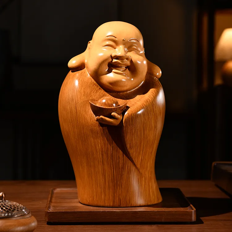 新中式弥勒佛摆件古风禅意工艺品高端装饰客厅茶室茶空间桌面摆设