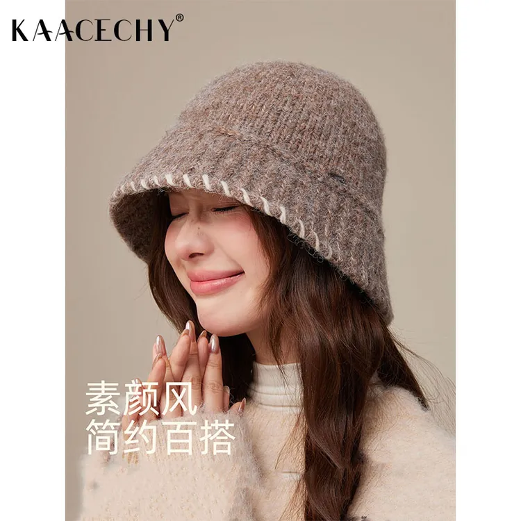 韩版显脸小针织渔夫帽子女款爆款2025秋冬新款简约百搭保暖毛线帽