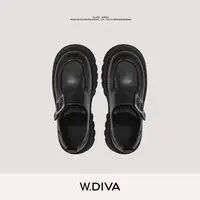 W.Diva【重序】胎牛皮英伦风魔术贴百搭厚底真皮乐福鞋50X313039