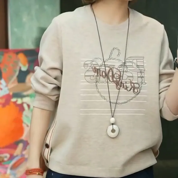 洋气时尚百搭简约小众高级刺绣轻奢贵气设计款卫衣LK2507516