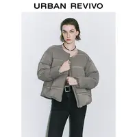 【HOT】UR2025冬季新款女装潮流横条绗缝拉链羽绒服UYV150039