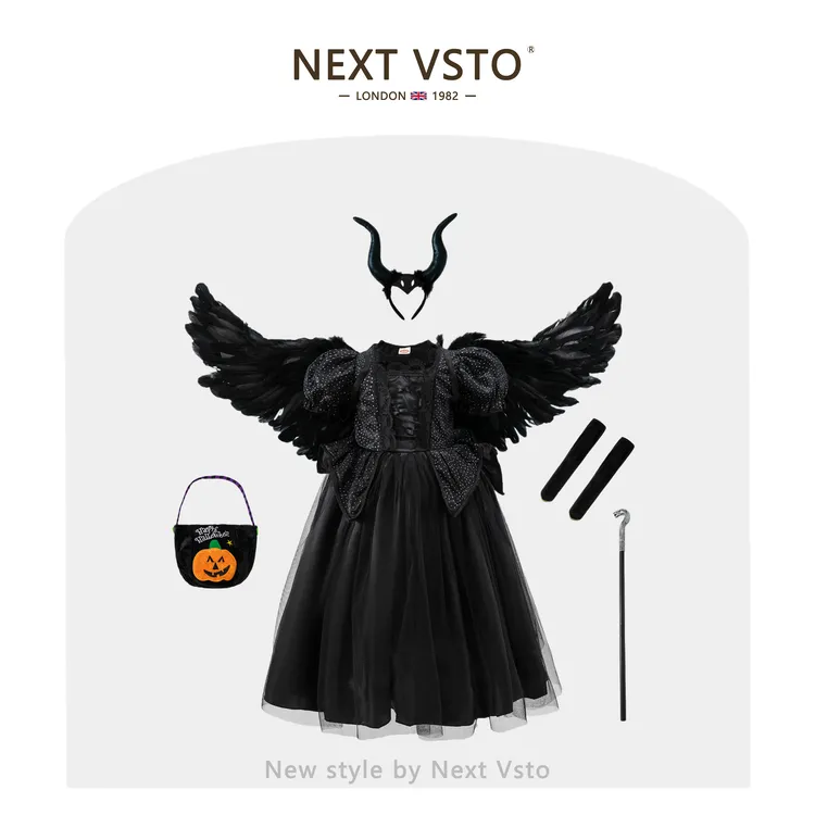 英国NEXT VSTO女童cos小恶魔公主裙万圣节儿童吸血鬼女巫连衣裙