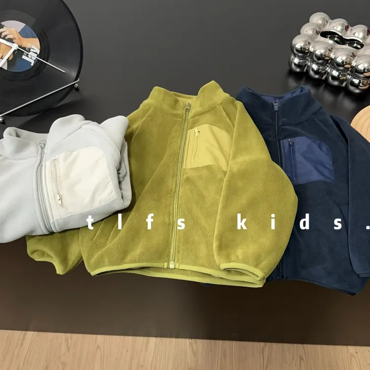 童例「25475撞色口袋奥利绒外套」秋冬儿童休闲百搭男童女童潮夹克