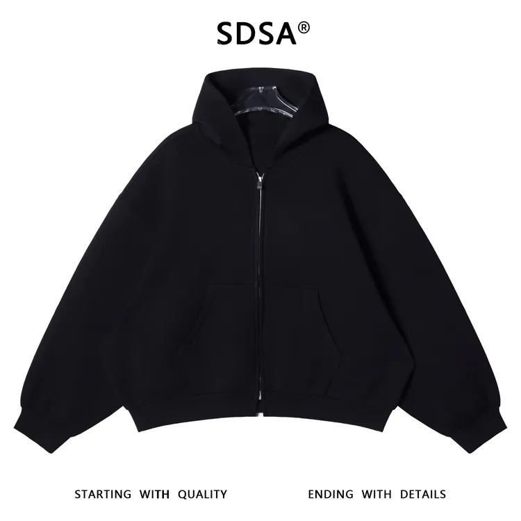 SDSA男士秋冬新款痞帅男装百搭休闲纯色连帽拉链卫衣百搭时尚上衣