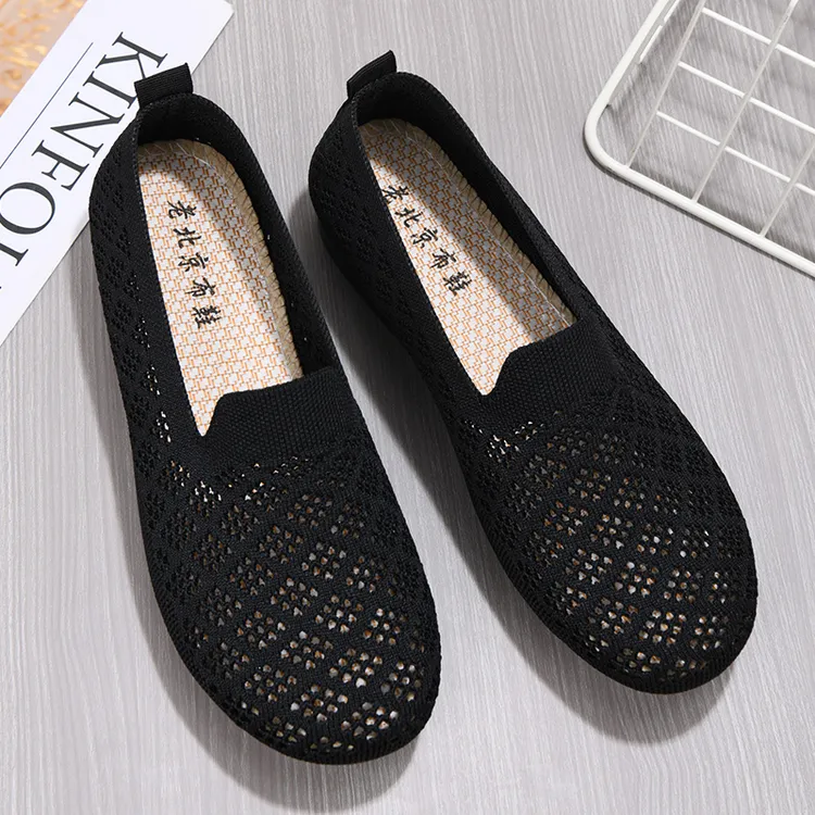 夏季一脚蹬不累脚透气网面女鞋软底中老年老北京布鞋女休闲妈妈鞋