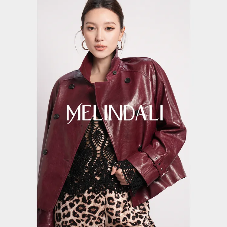 Melinda Li【高阶姐系】黑标英国进口油蜡绵羊皮宾霸高立领腰带皮衣