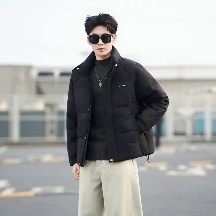穿搭潮品2025冬装立领保暖男士黑色飞行羽绒服加厚冬季时尚休闲