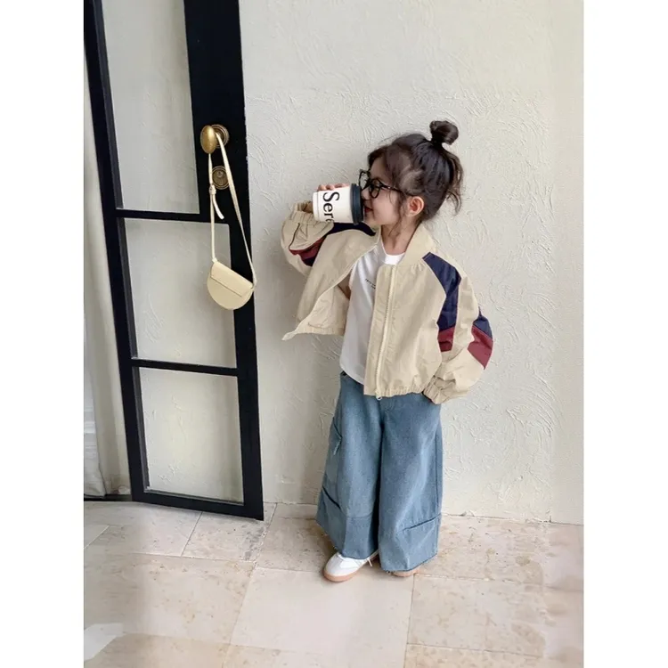 女童棒球服外套秋装2025新款儿童上衣撞色立领秋季夹克潮
