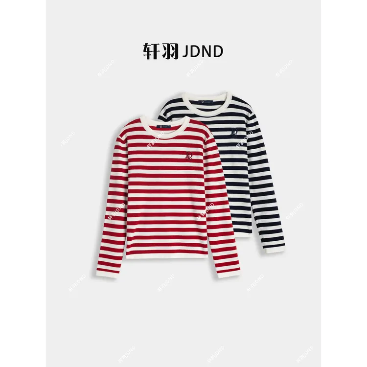 JDND轩羽【条纹毛衣】羊毛 气质原创休闲毛衣XY25707