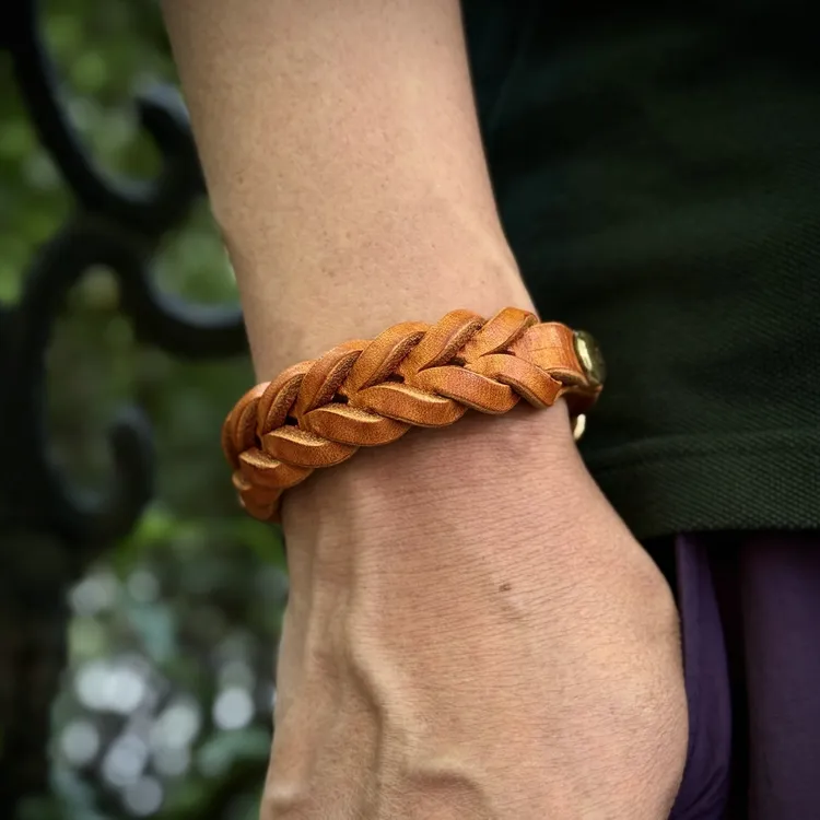 本儿哥的皮具店牛皮手环手链手工皮具真皮编织手环文艺百搭可调节