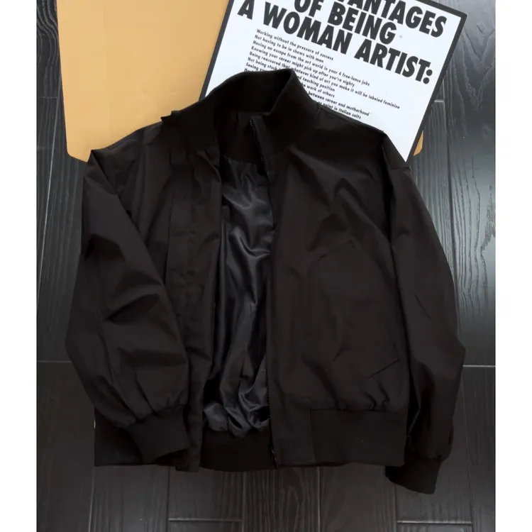 美式bomber黑色立领飞行员夹克男款秋冬cleanfit短款夹棉棒球棉服