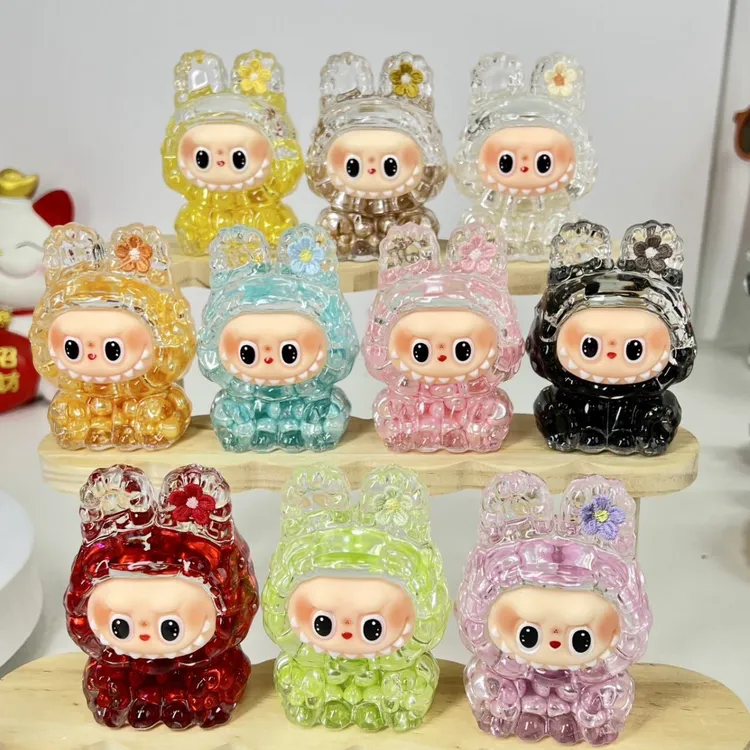 可爱珍珠款兔头高品质爆闪流沙创意立体公仔桌面流沙摆件萌宠玩具